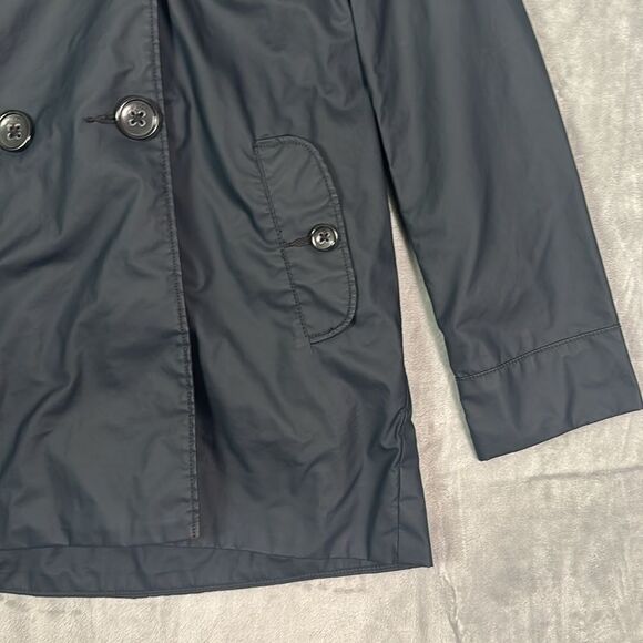 Gap Kids Black Hooded Rain Jacket Polka Dot Inside Pea Coat Look Size 10 (L) - Picture 4 of 9